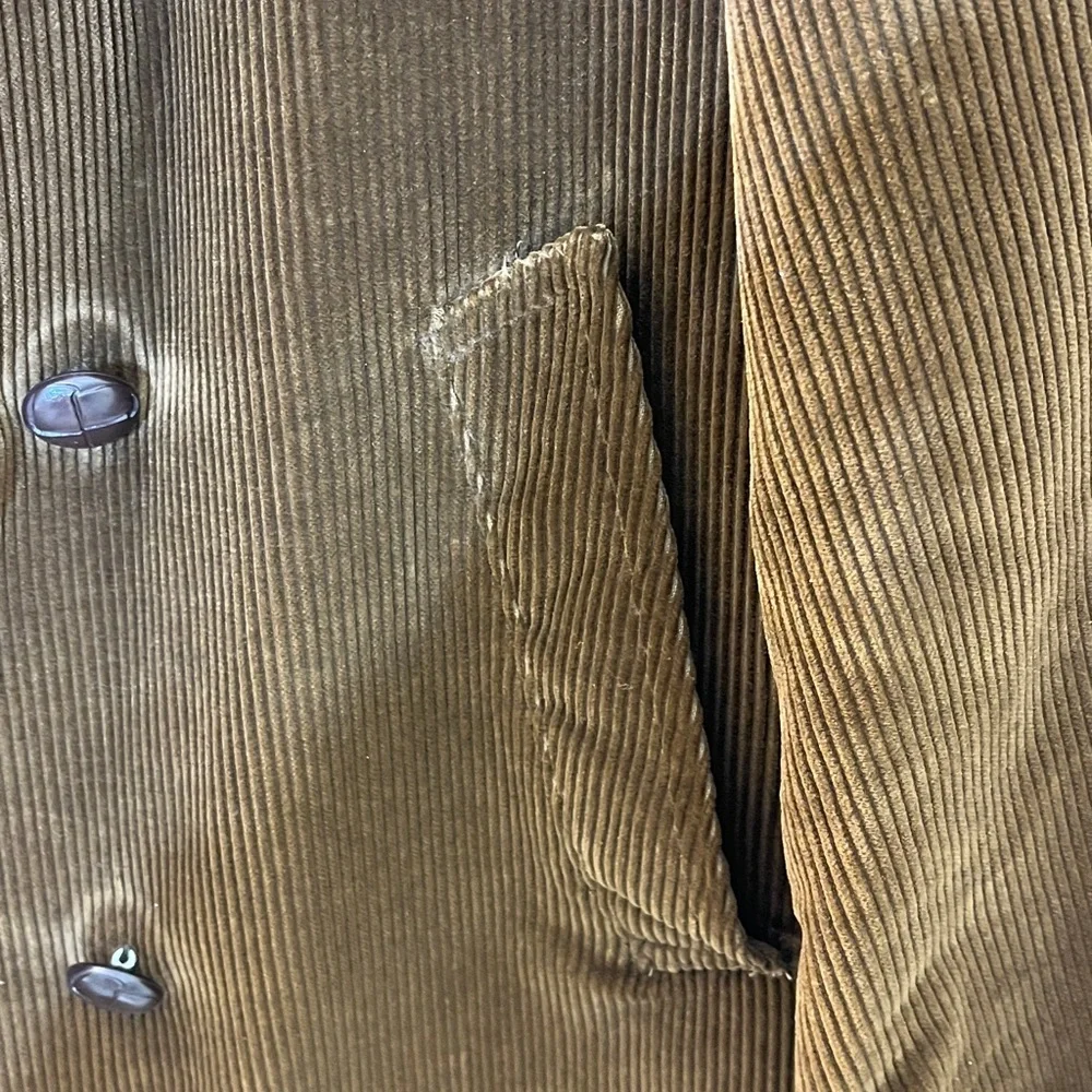 Vintage 70's Campus Outerwear Brown Corduroy Pea Coat Jacket Men's Sz 40 - USA